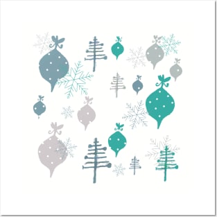 Christmas white ornaments Posters and Art